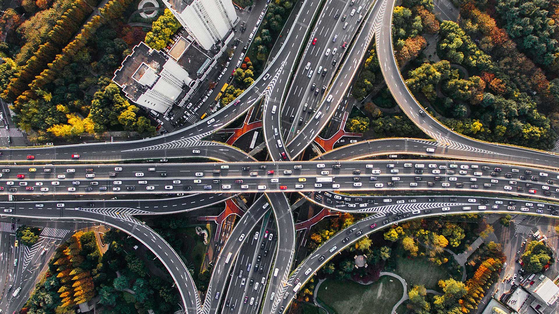 Shanghai highway exchange Birds eye view, Birds eye, Aerial view